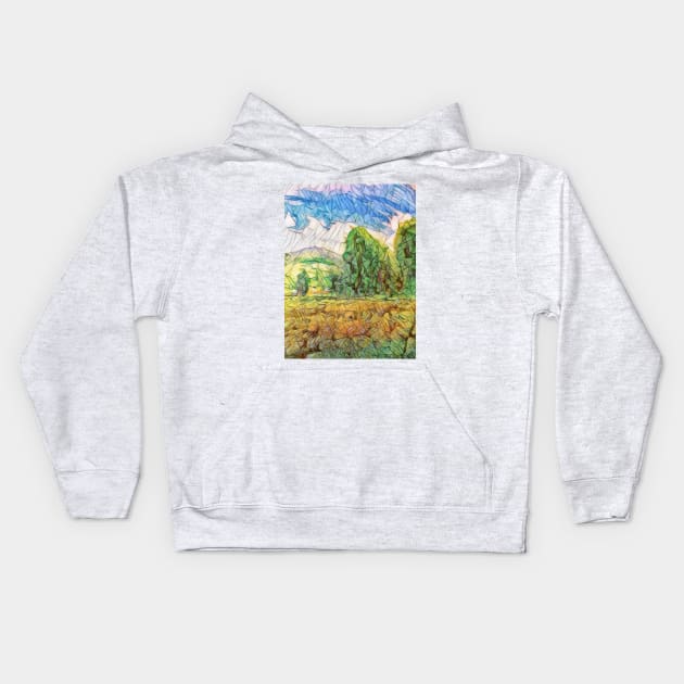 Farmland Mosaic Kids Hoodie by Rene Martin